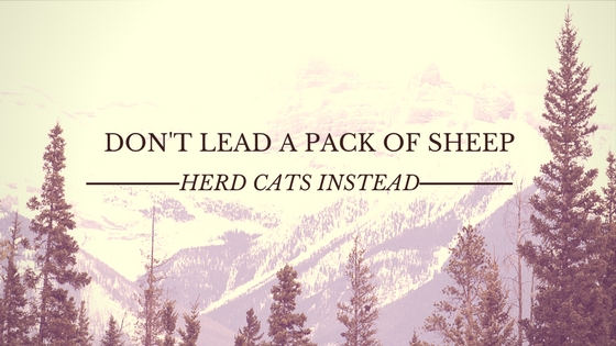 Don’t lead a pack of sheep. Herd cats&nbsp;instead